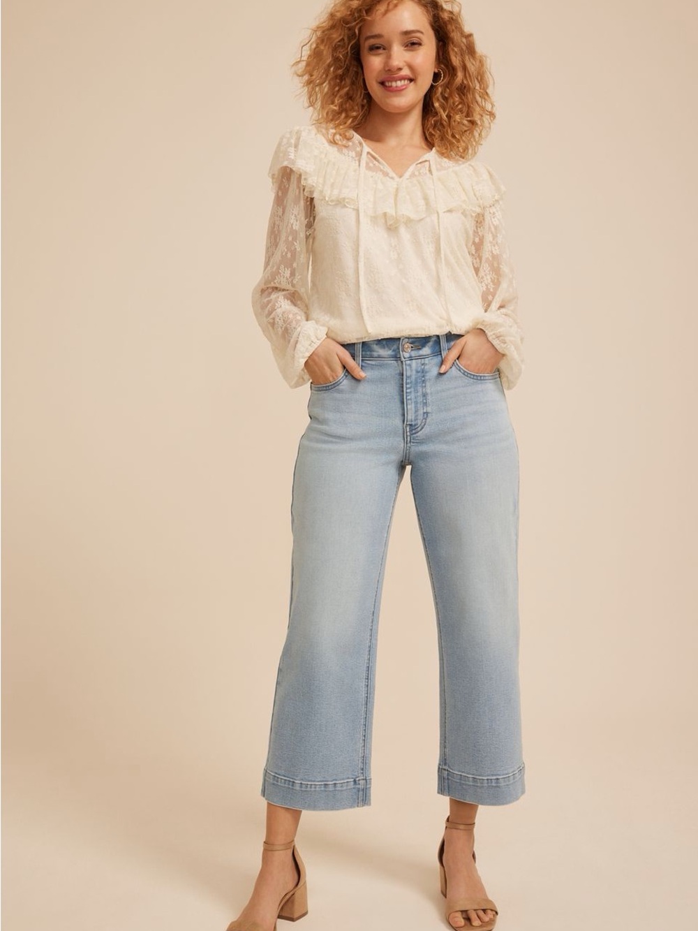 m jeans by maurices high rise wide leg cropped jean Size 12